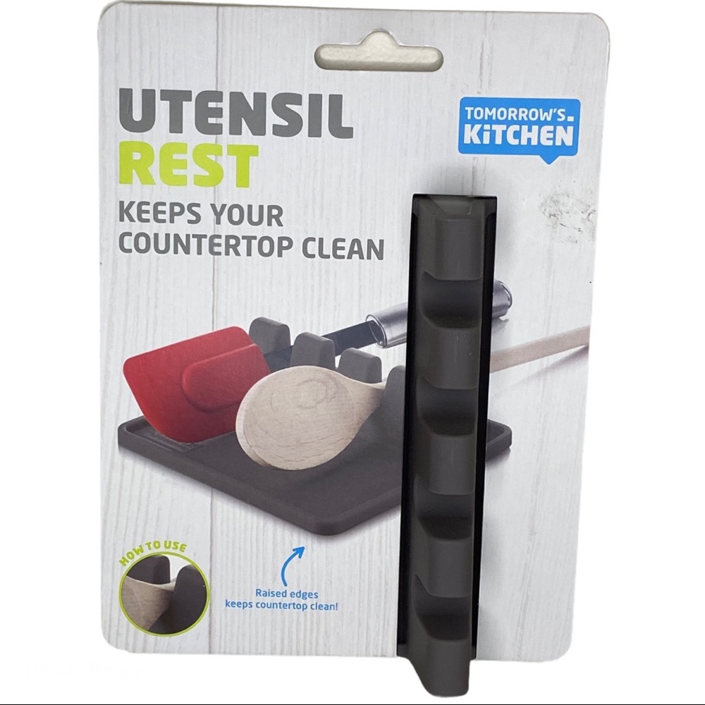 Silicone Utensil Holder Mat, Gray Spoon Rest NEW